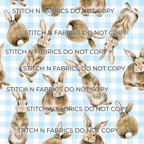 PREORDER BUNNIES ON BLUE GINGHAM